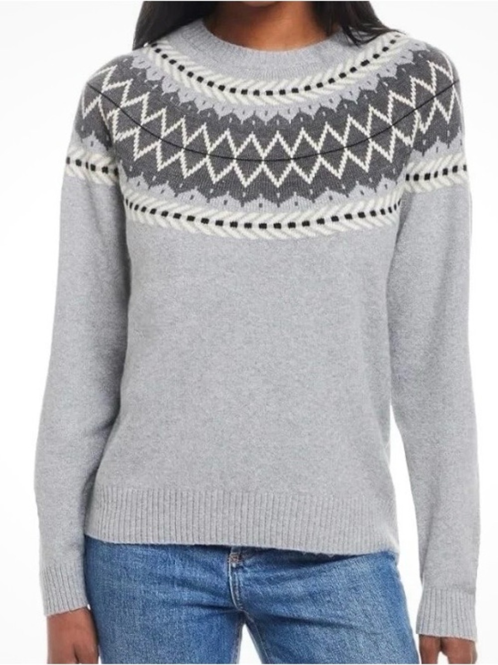 Weatherproof Light Gray Fair Isle Crewneck Sweatersize L